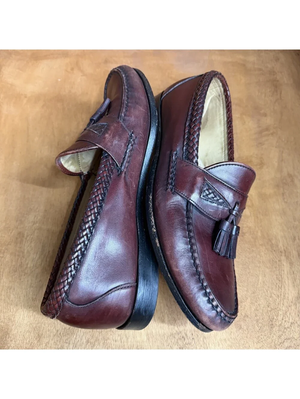 Allen Edmonds Maxfield Tassel Loafer Mens 11D Burgundy Leather Slip On Shoes USA